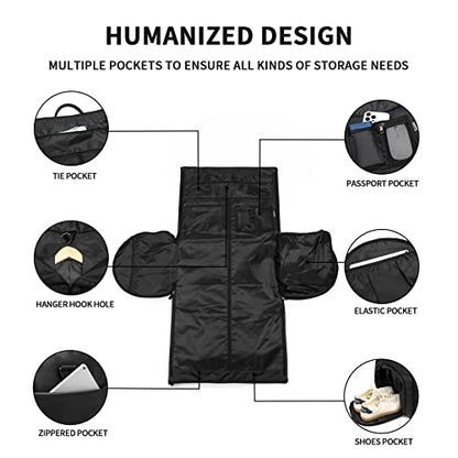 seyfocnia Convertible Travel Garment Bag,Carry on Garment Duffel Bag for Men Women - 2 in 1 Hanging Suitcase Suit Business Travel Bag - color: B1-Black