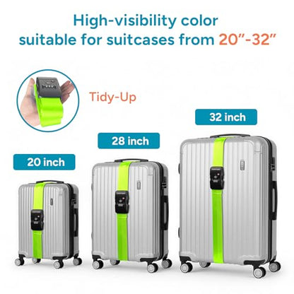 Travel Inspira Luggage Straps for Suitcases with TSA Lock, Protect Your Luggage Anti-Burst, High Visibility Color, Easy to Identify Luggage Adjustable Heavy Duty Belt for 20-28Inch Suitcases - color: Apple Green