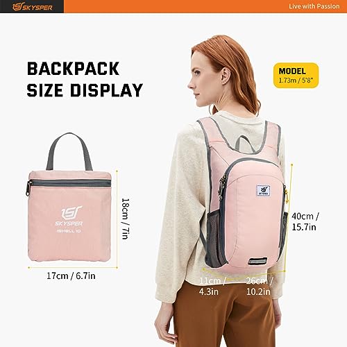 SKYSPER Small Daypack 10L Hiking Backpack Packable Lightweight Travel Day Pack for Women Men - color: Rosy, size: 10l