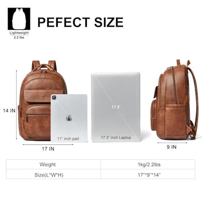 Leresas Vegan Leather Backpack Purse for Women Mens Travel Backpack Work Laptop Teacher BackPack College Daypack Business Backpack Office Bag Brown - color: Brown