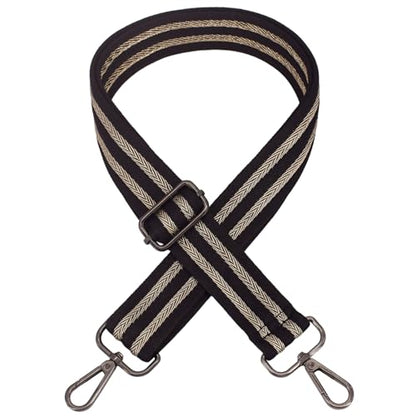 Replacement Purse Strap Shoulder Strap Adjustable Crossbody Strap for Women Crossbody Wide Shoulder Bag - color: 26Black Stripe-Black Metal