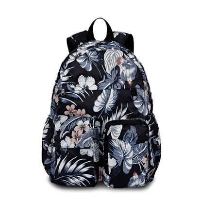 Women's Water-resistant Daypack Backpack, 15.6 Inch Laptop Compartment & Anti-Theft Pocket, Adjustable Padded Straps for Commuting, Travel, Work, College, Hawaii Flower - color: Hawaii Flower