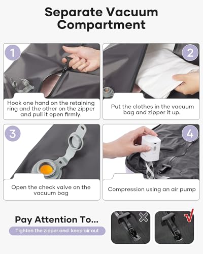 Vacuum Backpack Travel with Pump for Women Men 18x14x8 Personal Item Bag - color: A1-purple