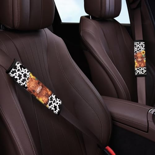 Dreaweet Seat Belt Cover Pad Highland Cow Car Accessories Seat Belt Covers for Kids Soft Seatbelt Covers Cushion Shoulder Strap Pad for Bag Backpack - color: Highland Cow