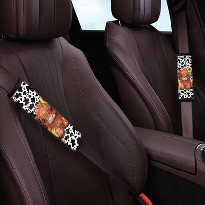 Dreaweet Seat Belt Cover Pad Highland Cow Car Accessories Seat Belt Covers for Kids Soft Seatbelt Covers Cushion Shoulder Strap Pad for Bag Backpack - color: Highland Cow