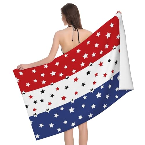 4th of July Stars Patriotic Beach Towel, Independence Day Gift Quick Dry Sand Free Absorbent Bath Towel, Memorial Day Microfiber Lightweight Towel Pool Travel Camping Gym Swim 30x60 Inch/ 77X153cm - color: Red Blue Stars Stripe