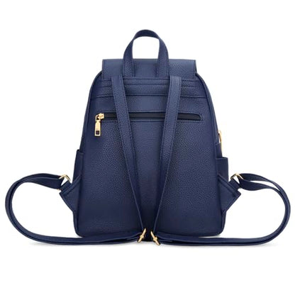 KKXIU Quilted Trendy Leather Backpack Purse for Women and Ladies Shoulder Travel Daypacks Bags (Navy) - color: Navy, style: Backpack