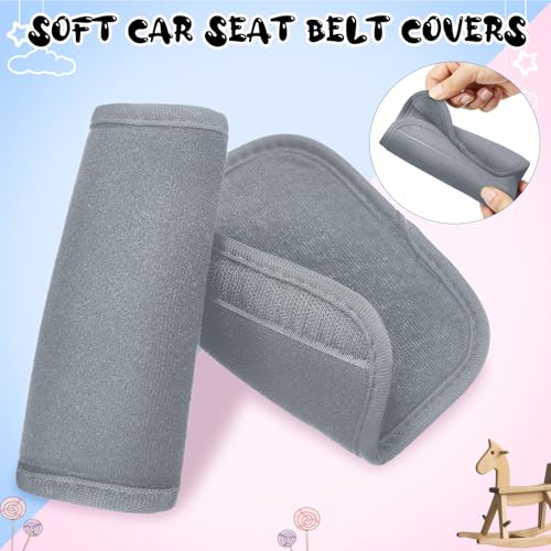 Riakrum 4 Pcs Baby Car Seat Belt Covers for Kids,Light Gray,5.7 X 2.6 Inch - color: Light Gray, size: 5.7 x 2.6 Inch