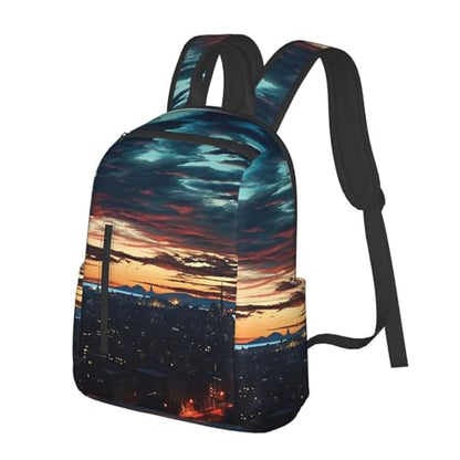 Travel Backpack for Women Men Cityscape Dusk Daypack 15 inch Lightweight Computer Bag Casual Back Pack - color: Cityscape Dusk