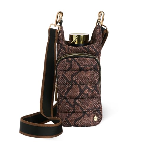 WanderFull® Original HydroBag®, Fits Up to 32 oz Water Bottle Holder with Strap, Gift for Women, Hands-Free Crossbody, Water Bottle Carrier Bag with Phone Pocket - color: Snake Print Nylon