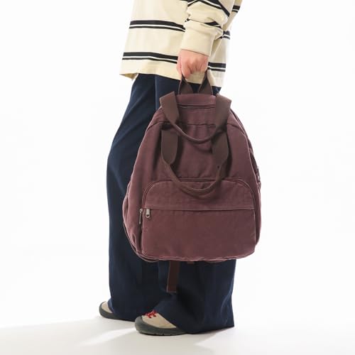 MaxxCloud Unisex Casual Canvas Laptop Backpack,Lightweight Work Daypack Travel Bag,Men Women Top Handle Rucksack - color: Purple