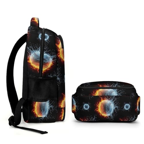 Business Travel Laptop Backpack Ice Water Fire Flame Baseball, Anti Theft Water Resistant Computer Bag with Compartment for Men Women - color: Pattern (258)