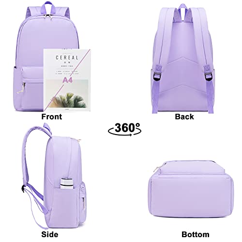Bluboon School Backpack for Teen Girls Women Laptop Backpack College Bookbags Middle School Travel Work Commuter Back Pack（Lavender） - color: Light Purple