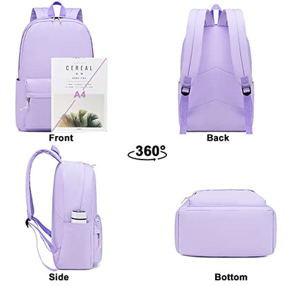 Bluboon School Backpack for Teen Girls Women Laptop Backpack College Bookbags Middle School Travel Work Commuter Back Pack（Lavender） - color: Light Purple
