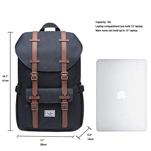 KAUKKO Laptop Outdoor Backpack Traveling Daypack Hiking Rucksack Large Capacity Bag Fits 15.6"(5-7-Black-NEW) - color: 5-7-black-new
