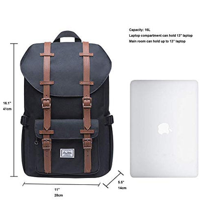 KAUKKO Laptop Outdoor Backpack Traveling Daypack Hiking Rucksack Large Capacity Bag Fits 15.6"(5-7-Black-NEW) - color: 5-7-black-new