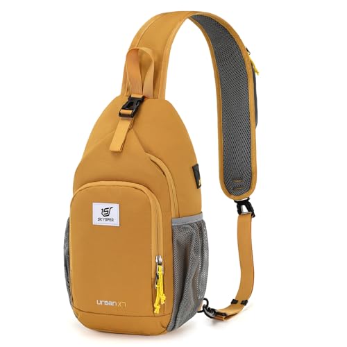 SKYSPER Sling Bag RFID Crossbody Sling Backpack Cross Body Shoulder Bag Travel Hiking Daypack for Women Men(Apricot) - color: Apricot