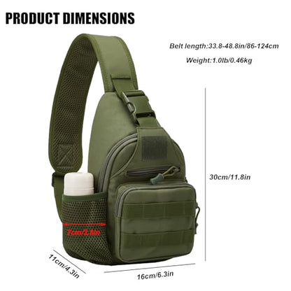 ZHIERNA Tactical Crossbody Bag for Men with Water Bottle Holder, MOLLE EDC Shoulder Sling Chest Bags with USB Charging Port for Travel Walk(Army Green) - color: Army Green