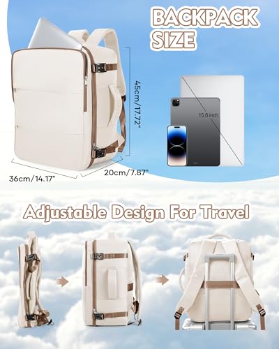 suradar Travel Backpack for Women Men,Carry On Backpack Flight Approved Hiking Backpack Rucksack Casual Daypack Personal Item Travel Weekender Essentials Backpacks Beige Brown - color: A10-beige Brown, size: Large