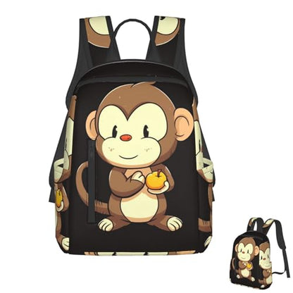 Cartoon monkey holding fruit Travel Backpack for Men & Women 14 inch Laptop Backpack Waterproof Work Back Pack - color: Cartoon Monkey Holding Fruit