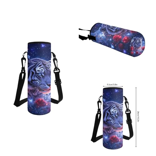 Aesthetic Tiger Backpack for Kids Girls Backpack with Lunch Box Water Bottle Carrier and Zipper Pencil Case 4Pcs Set 17" Bookbag with Large Front Pocket Lightweight Elementary School Bag - color: Aesthetic Tiger-1