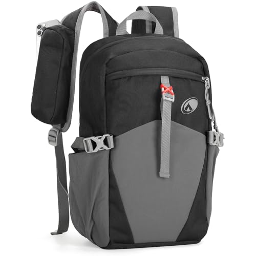 12L Hiking Backpack with Padded Straps for Kids, Waterproof Small Hiking Backpack with Chest Strap for Men, Mini Lightweight Kid Travel Backpacks Day Pack with Phone Pocket, Black - color: Gray