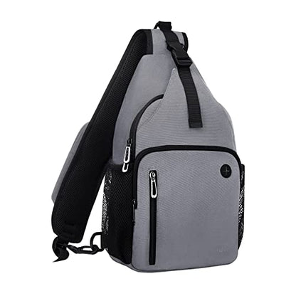 MOSISO Sling Backpack Bag, Crossbody Shoulder Bag Travel Hiking Daypack Chest Bag with Front Square Pocket&USB Charging Port - color: Grey