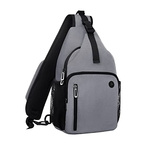 MOSISO Sling Backpack Bag, Crossbody Shoulder Bag Travel Hiking Daypack Chest Bag with Front Square Pocket&USB Charging Port - color: Grey