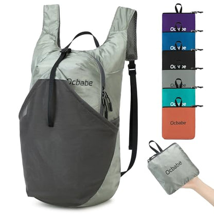 Ultra Lightweight Foldable Backpack,Water Resistant Small Packable Hiking Daypack Outdoor Camping Travel Bag - color: Gray, size: 25l