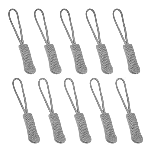 Fbshicung 10 Pcs Zipper Pull Replacemen Tab Heavy Duty Zipper Extender Cord for Bag Suitcase Jacket Luggage (Light Grey) - color: light grey