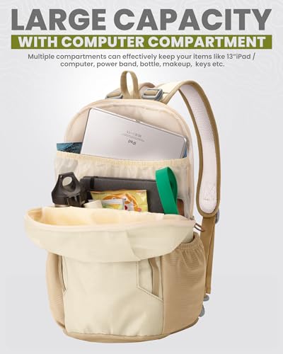 OutdoorMaster Hiking Daypack, Adjustable Single And Double Shoulder Backpacks, Lightweight Sling Bag, Crossbody Shoulder Chest Urban Outdoor Travel Backpack for Women & Men - Khaki