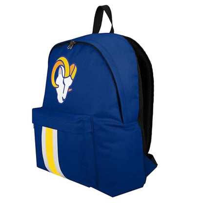 FOCO NFL Officially Licensed Team Color Primary Logo Solid Stripe Football School Bag Travel Backpack - Los Angeles Rams - Blue - color: Los Angeles Rams