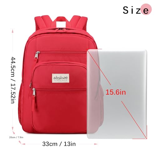 abshoo 34L Big School Backpack For College Women Girls Middle High School Teen Bookbag Travel Backpack Daypack (Red) - color: Red