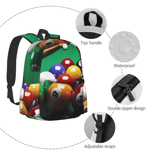 Billiards Travel Backpack for Men Women 15.6 inch Laptop Backpack Casual Daypack for Weekender - color: Billiards
