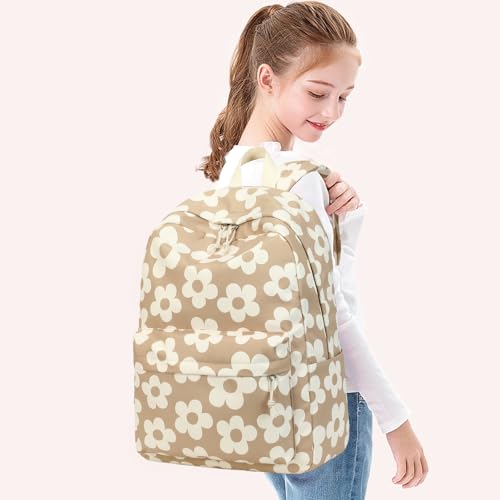 Bluboon School Backpack for Teen Girls Women Laptop Backpack College Bookbags Middle School Travel Work Commuter Back Pack - color: Brown Flower 157