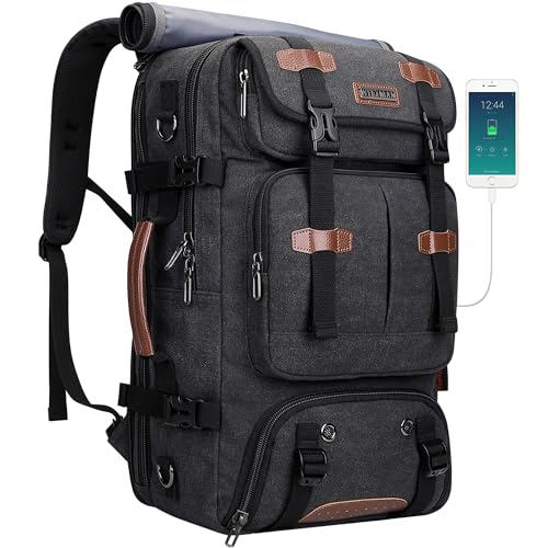 WITZMAN Travel Backpack for Men 40L Large Carry-on Airline Approved Convertible 3 in 1 laptop Bags Fit 16 inch(A8013 Black) - color: Black