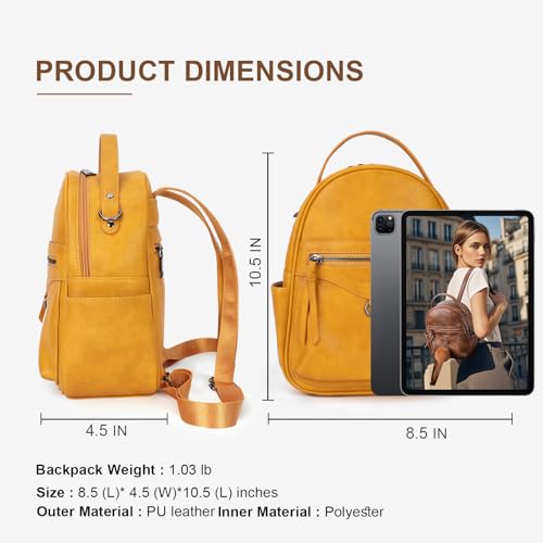 KITEVIUN Mini Backpack Purse for Women Fashion Cute Small Travel Backpacks Daypacks Shoulder Handbag - color: 01-yellow