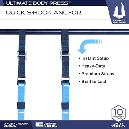 Ultimate Body Press XL Doorway Pull Up bar with Elevated bar & Adjustable Width - color: XL Doorway Pull Up Bar and Strap System