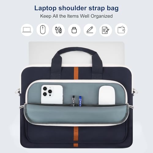 MOSISO Laptop Shoulder Bag Carrying Case, 15-16 inch Computer Bag Compatible with MacBook Pro 16 inch/Air 15 inch, HP Dell Lenovo Acer Asus Notebook, Messenger Bag with Trolley Sleeve & Pockets,Blue