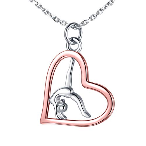 Sariel Gymnastics Gifts for Women Gymnast Necklace 925 Sterling Silver Gymnastics Fashion Jewelry Pendant Birthday - color: Rose gold