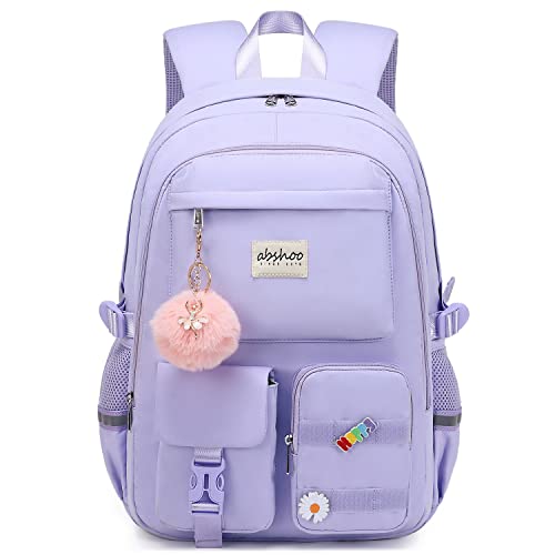 abshoo Big Student Laptop Backpack For College Women Middle High School Teen Girls Bookbag Travel Daypack (Purple) - color: Purple