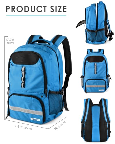 BROTOU Basketball Backpack, Large Basketball Bag with Shoes and Ball Compartment, Soccer Backpacks for Basketball/Volleyball - color: Lake Blue