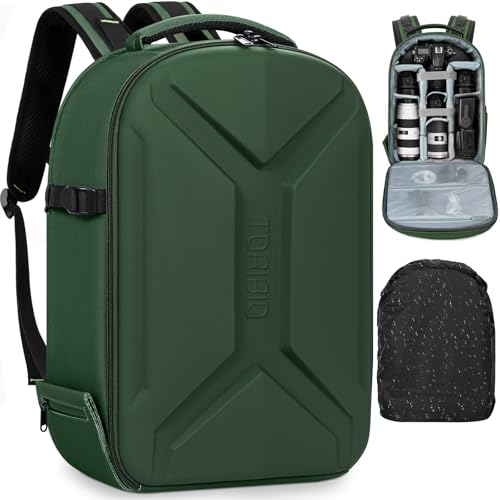 Camera Backpack, Hardshell DSLR Photography Camera Bag with Rain Cover, Waterproof Hard Shell Camera Case with Tripod Holder & 15.6" Laptop Compartment Compatible with Canon/Nikon/Sony/DJI Mavic Drone - color: Green