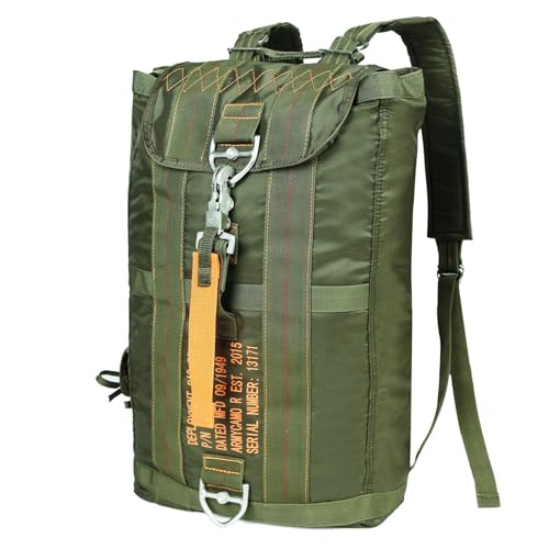 Military Tactical Backpack Parachute Buckles Hook Nylon Rucksacks Flight Backpacks Day Pack for Outdoor,Hiking,Camping (Green) - color: Green