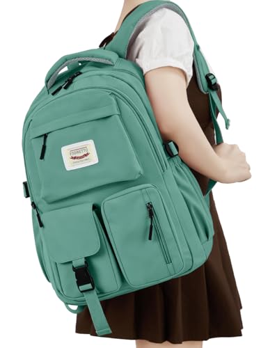 FIORETTO School Backpack for Teen Girls & Women with Compartment, Lightweight School Bag Bookbag with Multiple Pockets, Ideal for Middle High School, College, Travel, Dark Green 25L - color: Dark Green, size: Fits 15.6" Laptop