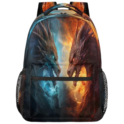 Pardick Animal Dragon Backpacks Travel Backpack for Women Men Waterproof Bookbag Laptop Backpack with Compartment Traveling Back Pack for Work, Sport, Gym - color: Fire Dragon