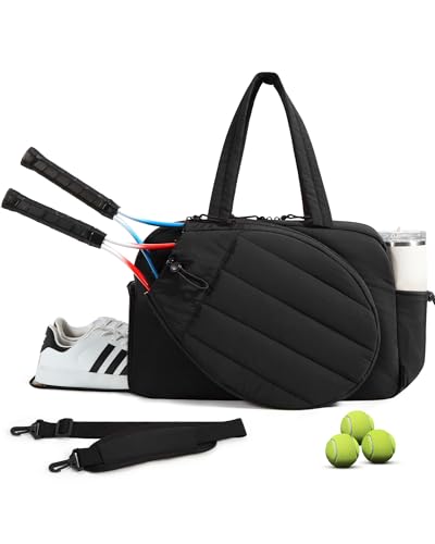 BAGSMART Tennis Gym Bag for Women, Tennis Backpack Holds 2 Rackets with Shoe Compartment, 15.6" Laptop Gym Backpacks for Court, Off-work, Everyday & Overnight Weekend - color: A-Black, size: Tennis Gym Bag