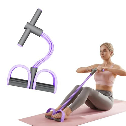 Pedal Resistance Band with Handles, 2026 Upgrade 6-Tube Pedal Resistance Band Multifunction Elastic Yoga Resistance Band for Full Body Workout, Stretching, Waist, Arm, Leg - color: purple