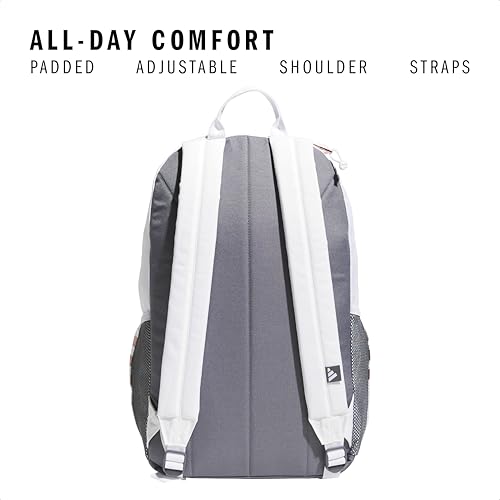 adidas Classic 3-Stripe Backpack for Laptop, School and Travel, 28L - color: White/Rose Gold/5.0