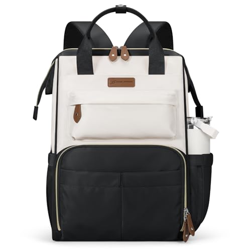 Maelstrom Laptop Backpack, 15.6-17.3" Waterproof Travel Bag for Men Women | Anti-theft Design, Lightweight, Luggage Strap, Device Protection, Breathable,Multi-Pockets, Perfect for Work/Business/School - color: Black-beige, size: 15.6 Inch